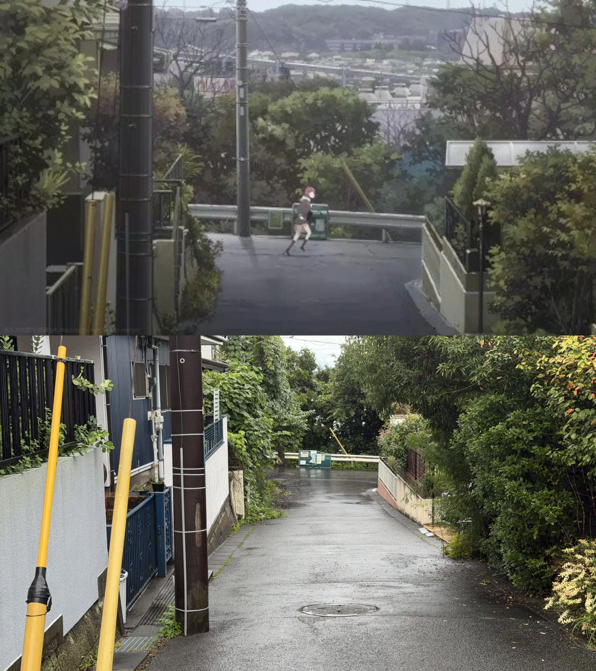 08:25 深沢中学東側 圣地巡礼对比图