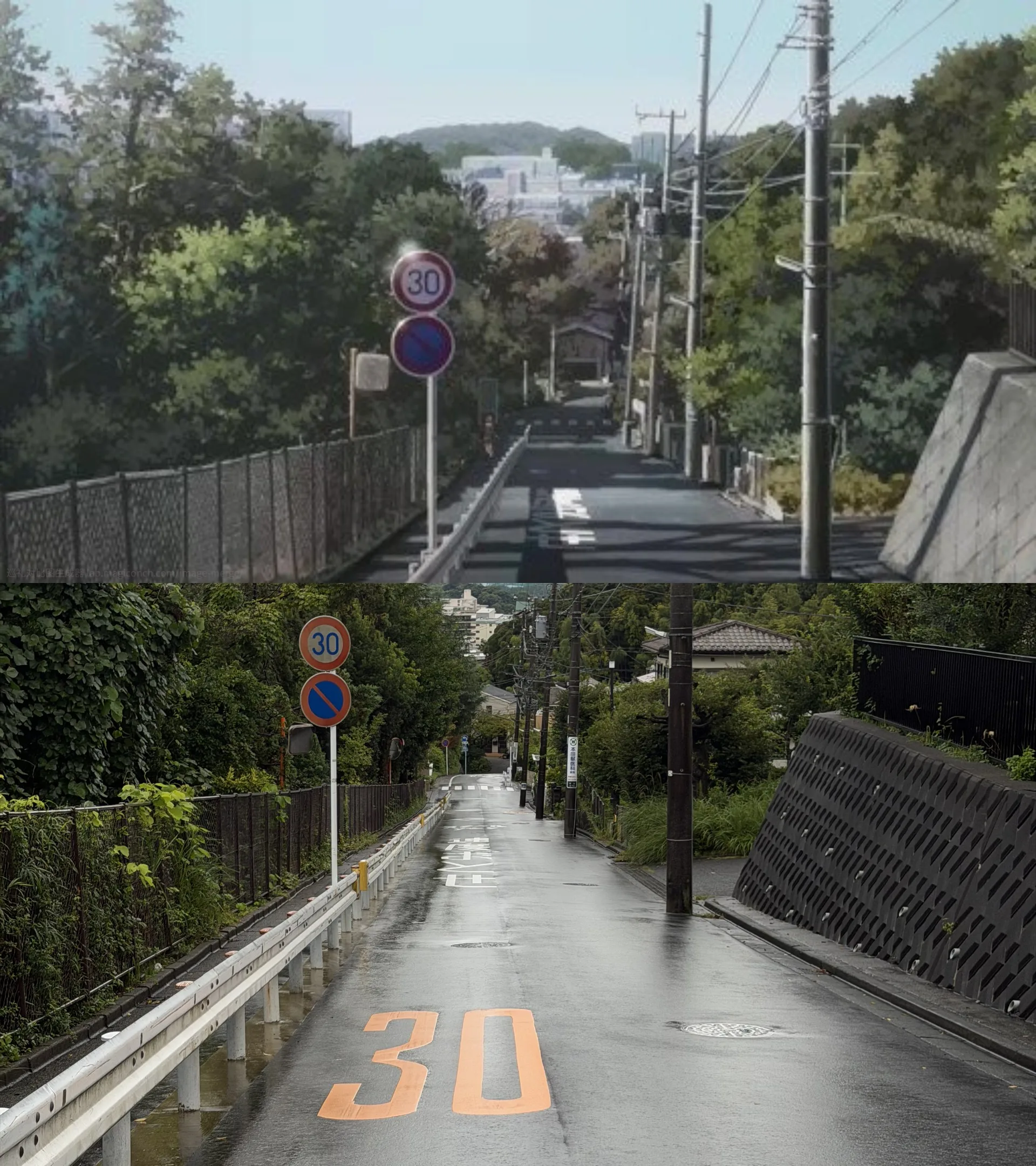 08:25 深沢中学東側 圣地巡礼对比图